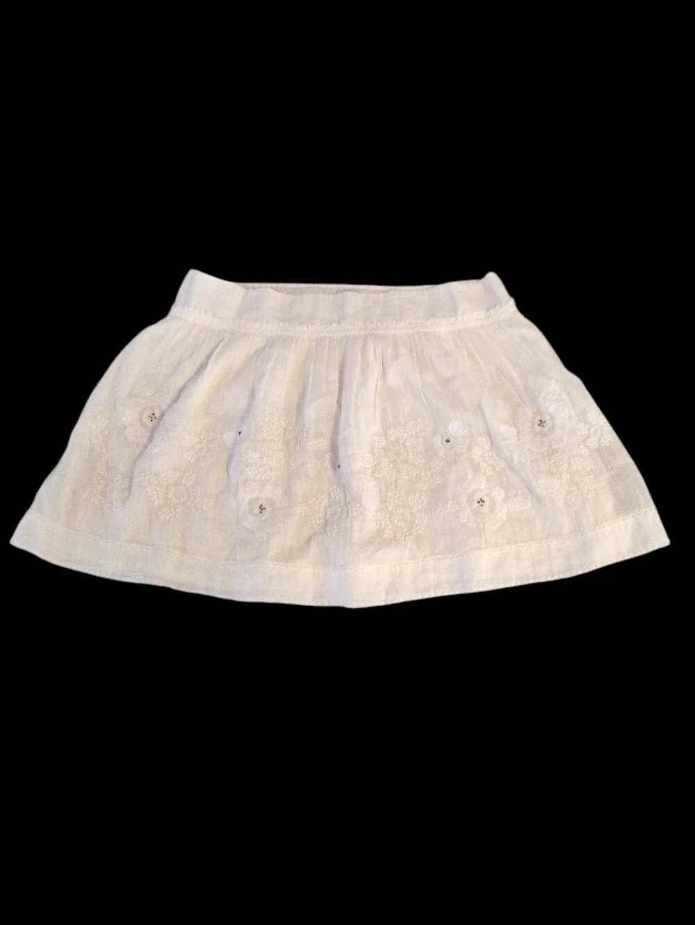 AEO‎ 2010 Delicate Embroidered Y2K SoftGirl Cotton Mini Skirt Large Pull On